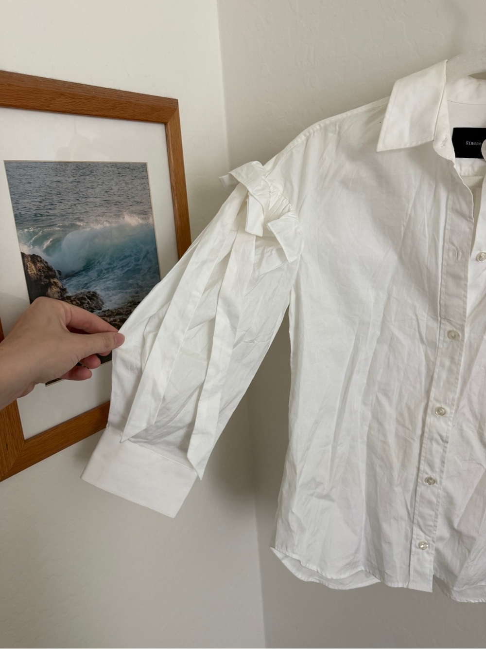 Simone Rocha White Ruffle Button Down Blouse - Picture 5 of 9
